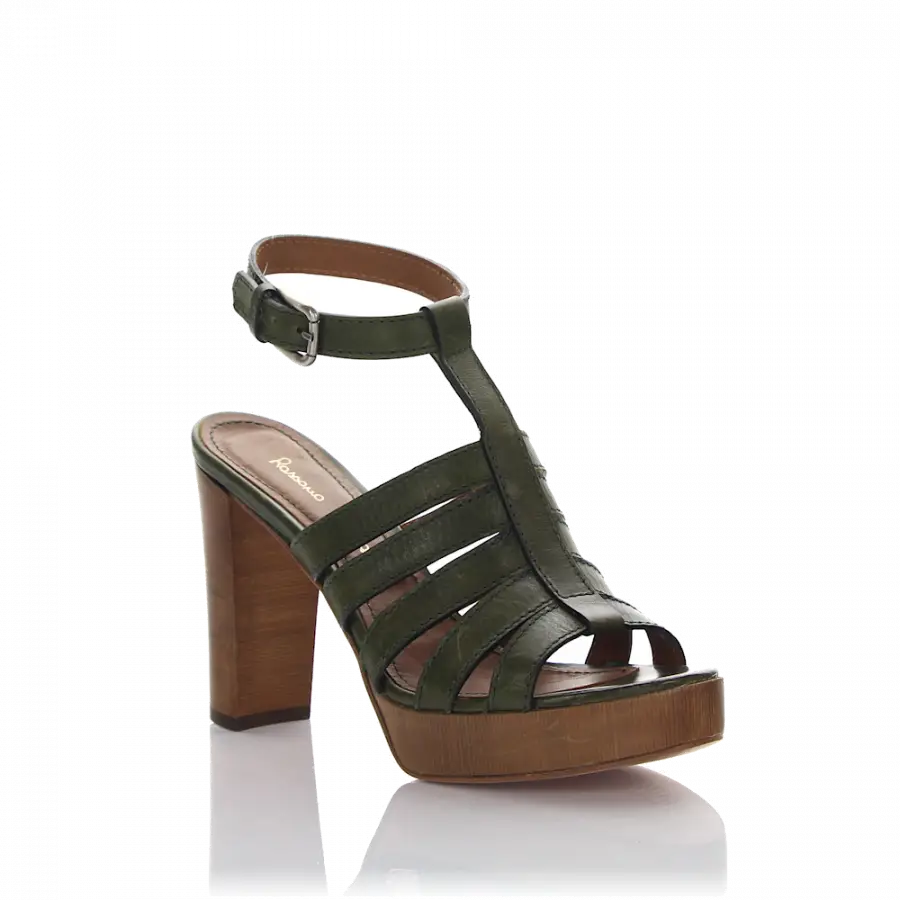 Rossano Bisconti - Sandalen CIBREO Plateau Knöchelriemchen Leder grün - grün