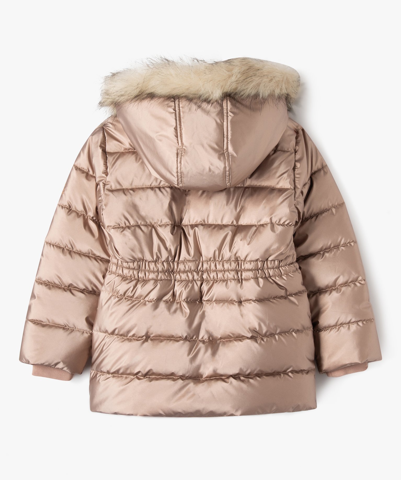 Parka matelassée à capuche avec doublure peluche fille rose | GEMO