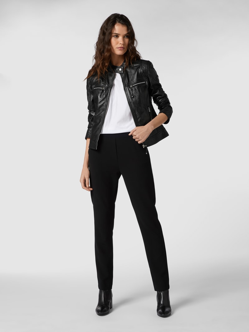 Lederjacke im Biker-Look in schwarz