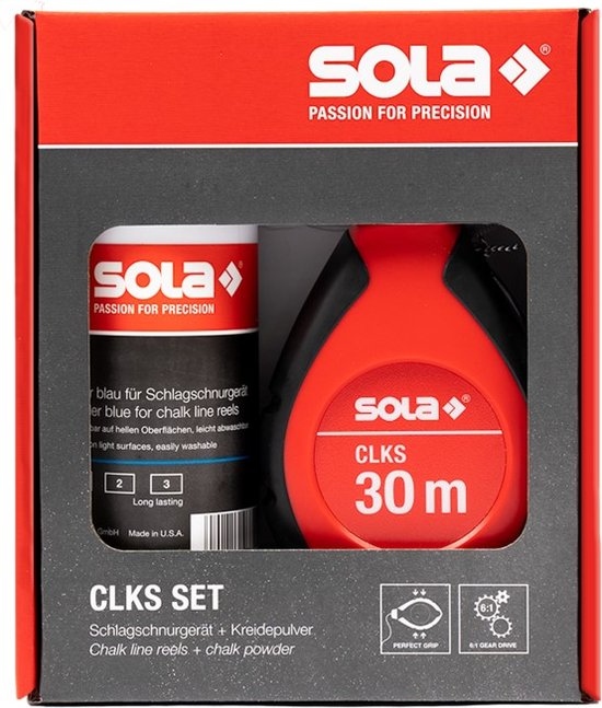 Sola 66114142 CLKS SET R cievka s kriedovým vlascom 30 metrov + červený prášok na kriedový vlasec 230 g