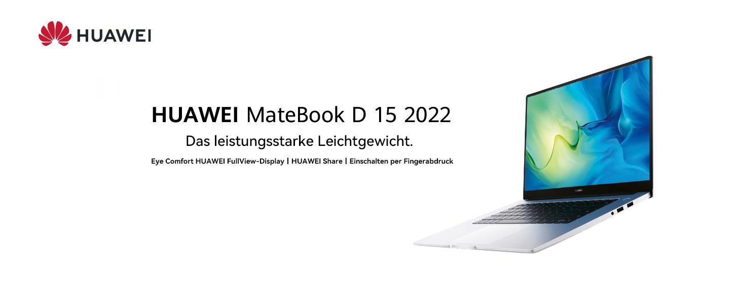 Huawei MateBook D15 Notebook (Intel Core i5 1155G7, Iris X, 512 GB SSD, Full HD Display 16GB Ram Leichtbau,schneller Leistung,kompaktem Laden)