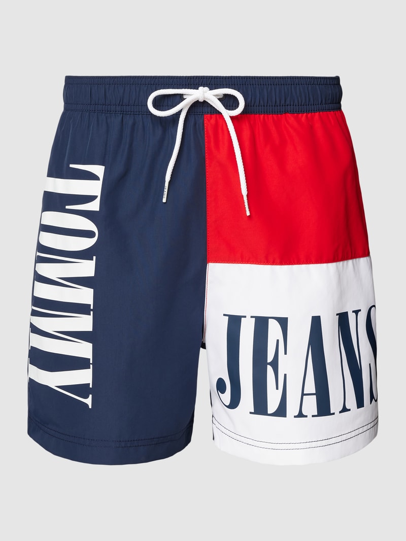 Badehose mit Label-Details in dunkelblau