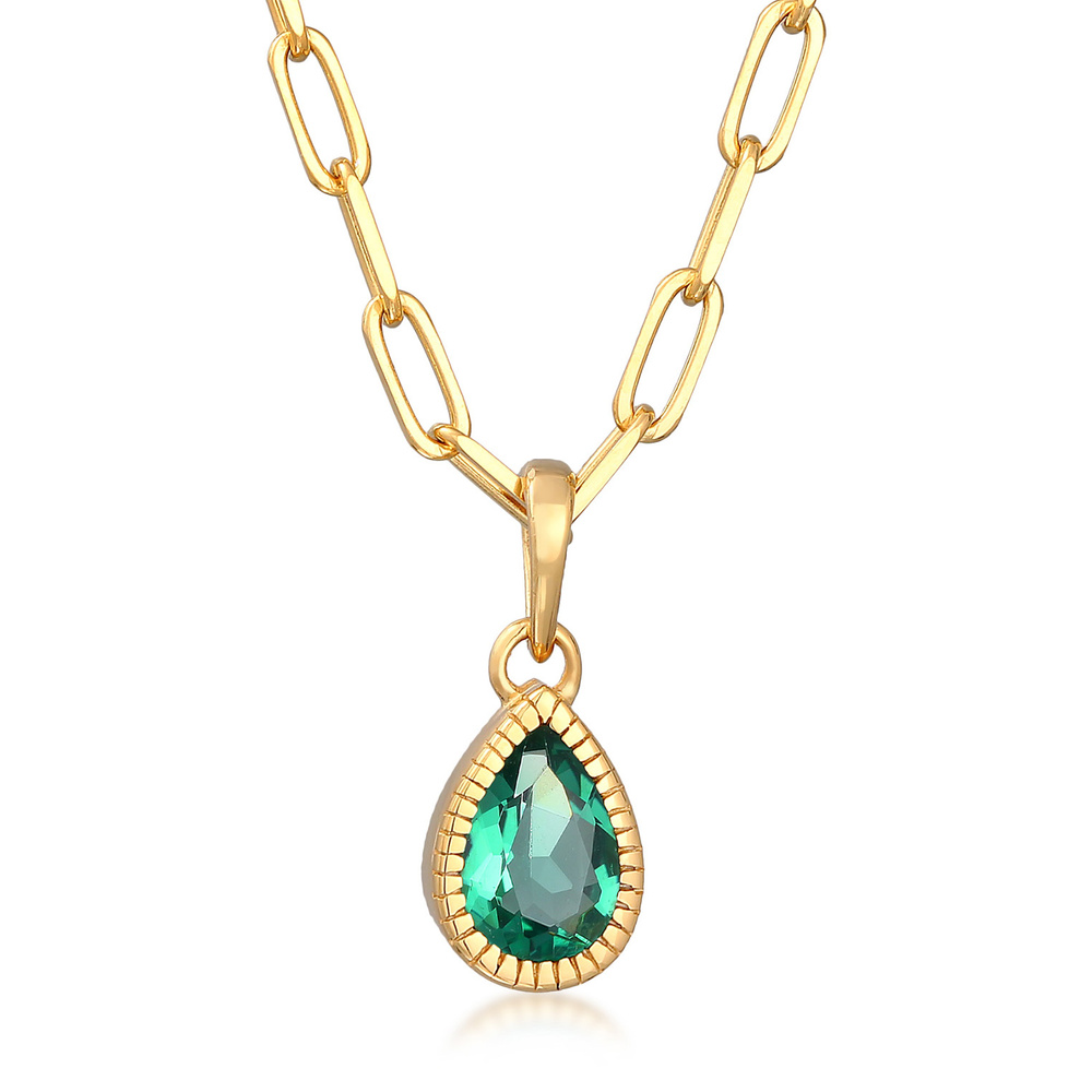 Elli PREMIUM Elli PREMIUM Collier Femmes Pendentif Goutte Maillons Aspect de chaine avec quart collier