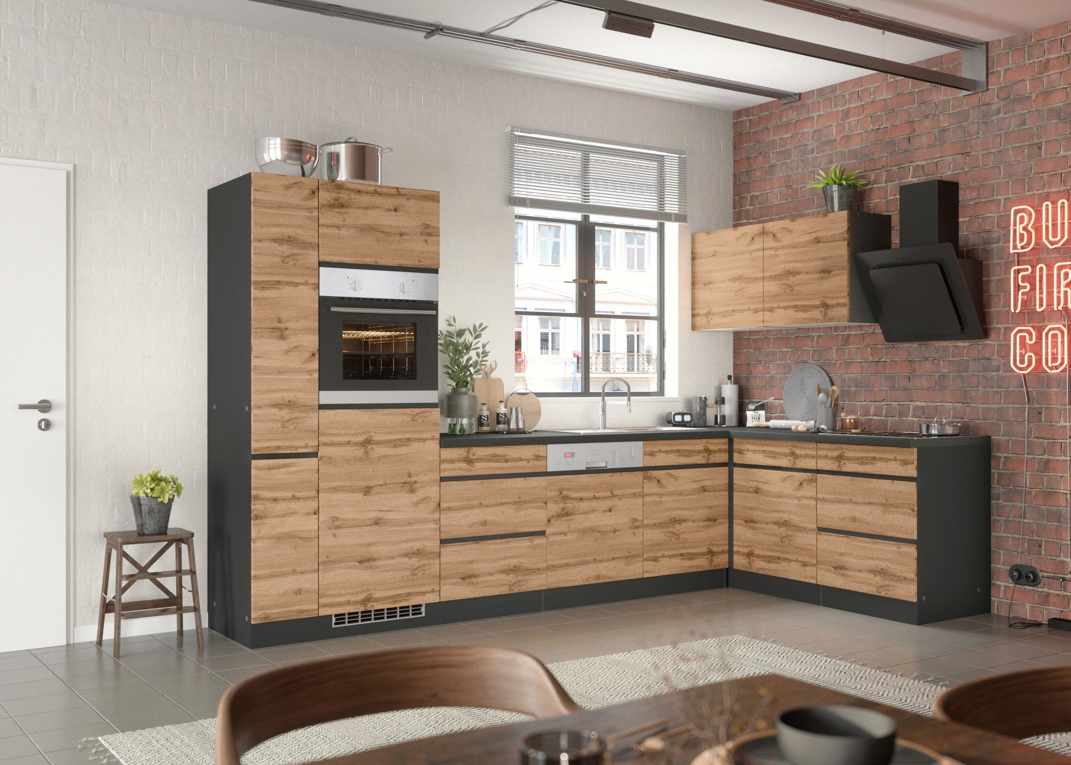 HELD MÖBEL Küche Riesa, Stellbreite 330/180 cm, wahlweise mit Induktionskochfeld