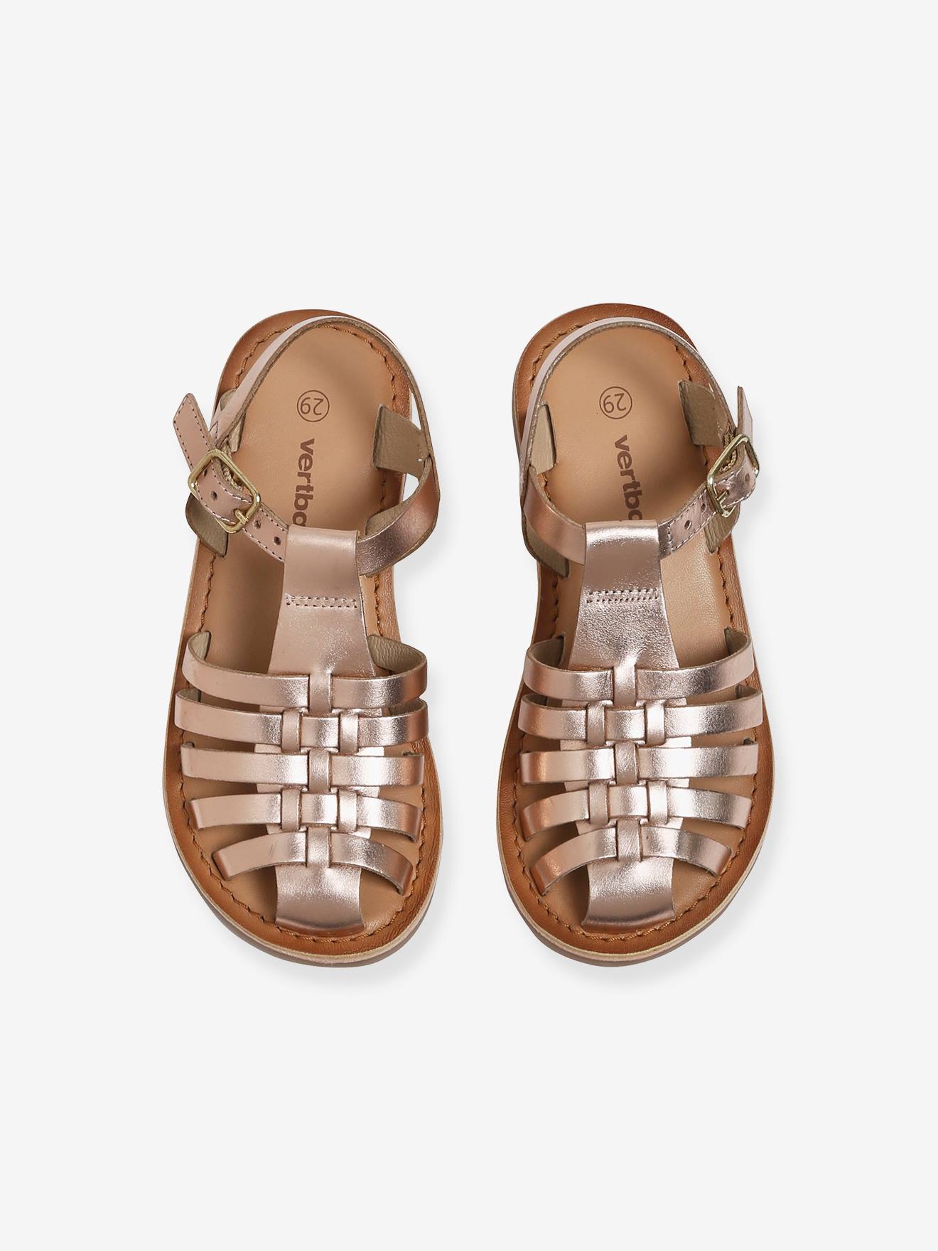 Sandales cuir fille champagne