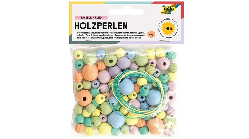 Folia Holzperlen Pastell sortiert