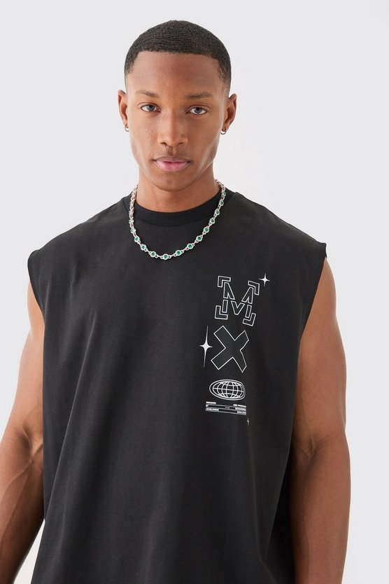 Oversize Tanktop mit Man Space Print