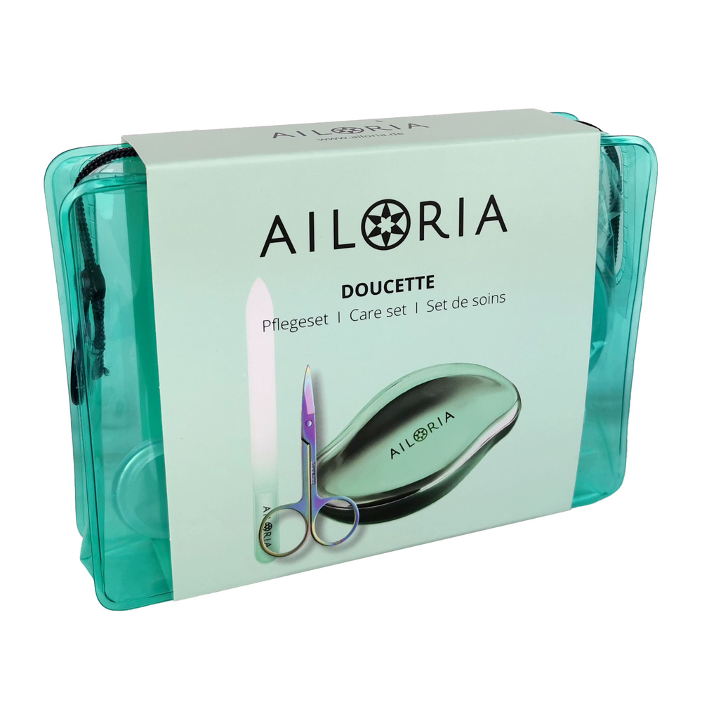ailoria personal care DOUCETTE SET Râpe anti-callosités, lime à ongle en verre et coupe-ongles