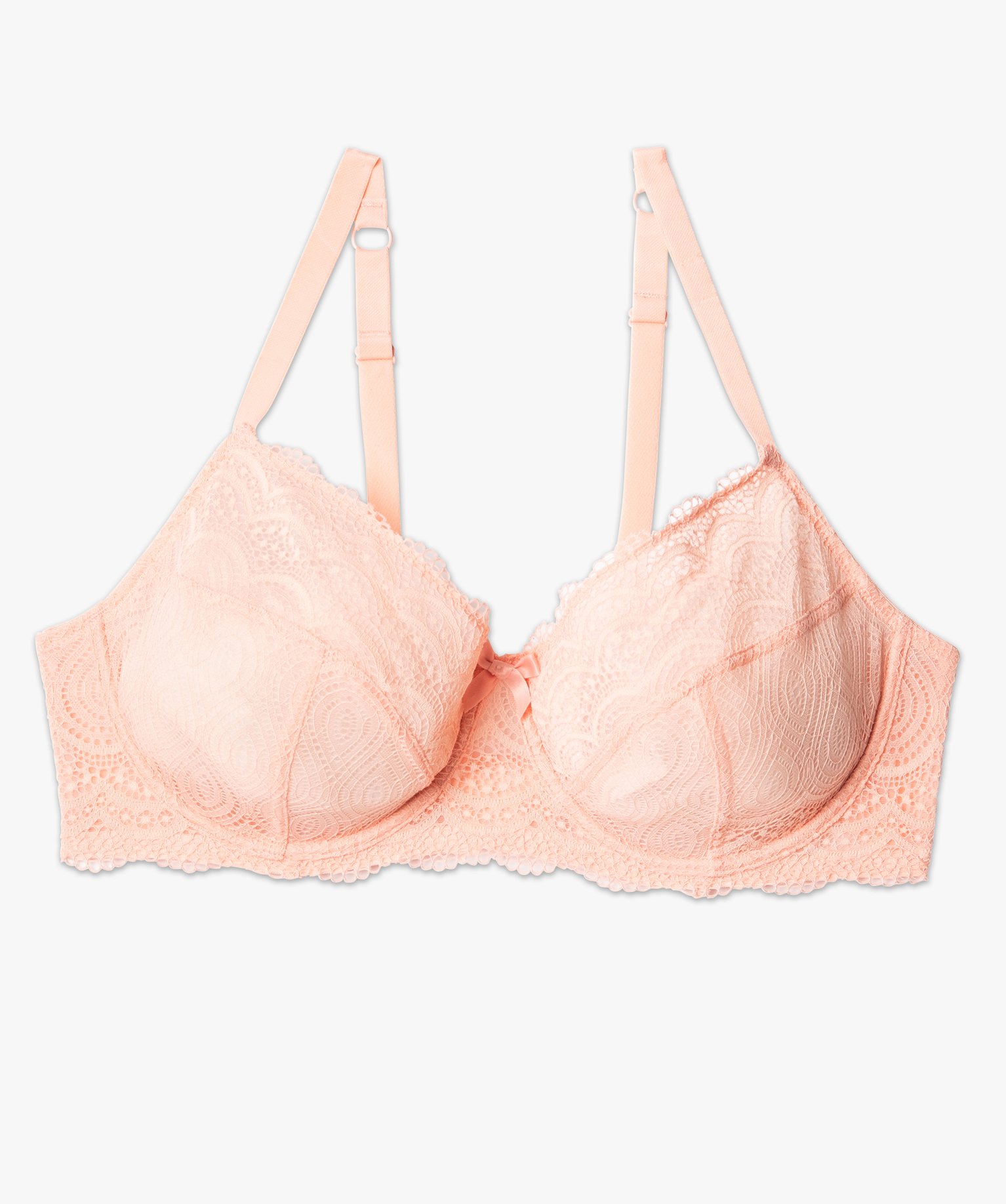 Soutien-gorge emboitant grande taille à armatures en dentelle rose | GEMO