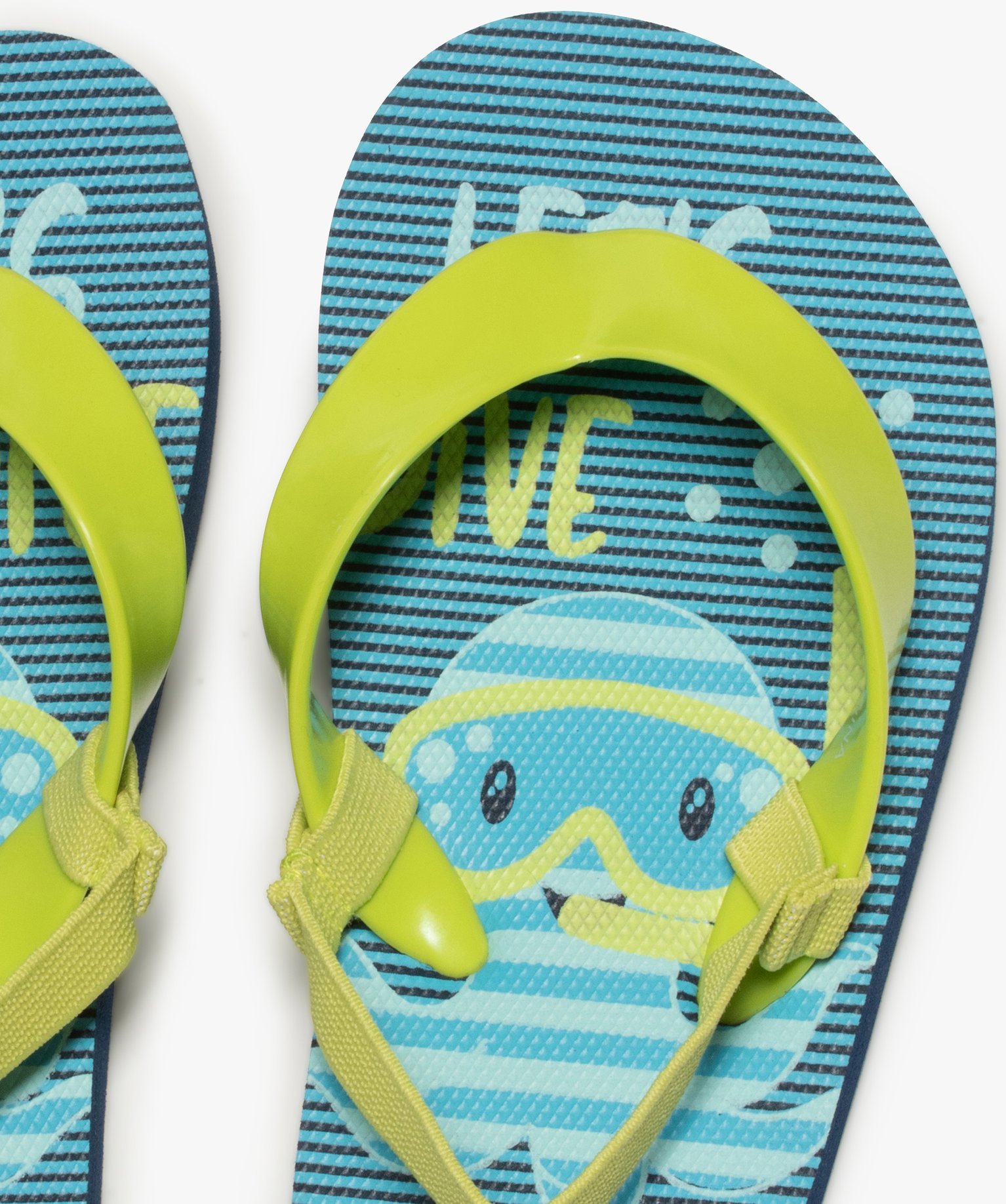 Tongs Garçon à semelle imprimée et bride élastique vert | GEMO
