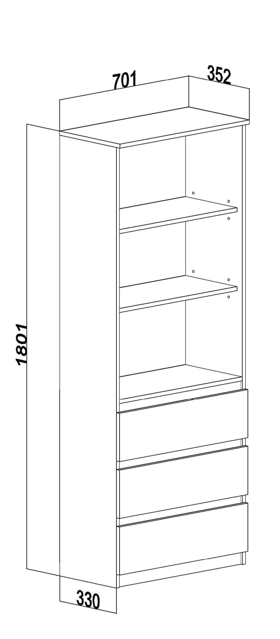 pressiode Bücherregal Kleiderschrank Mehrzweckschrank Regal 180cm weiß