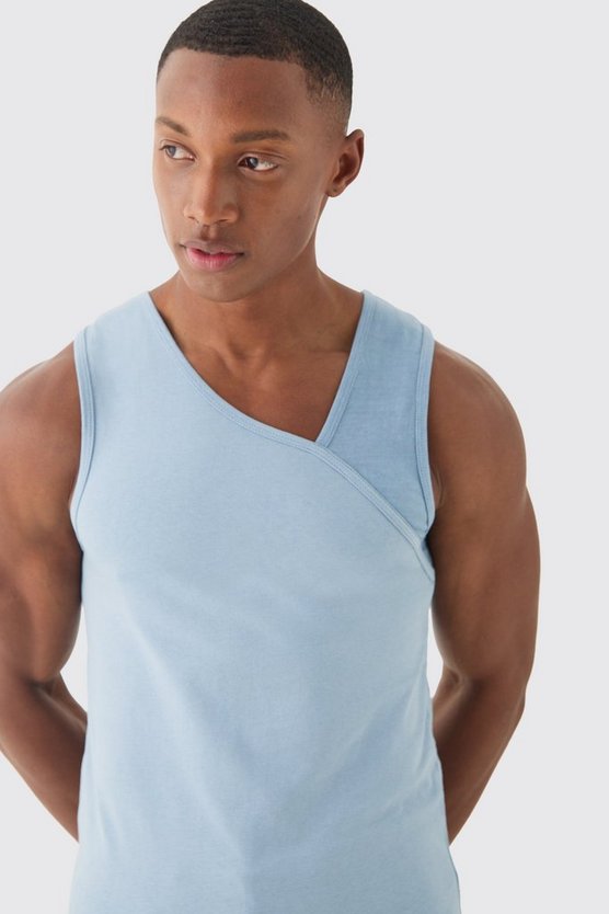 Geripptes Slim-Fit Tanktop mit Kontrast-Einsatz