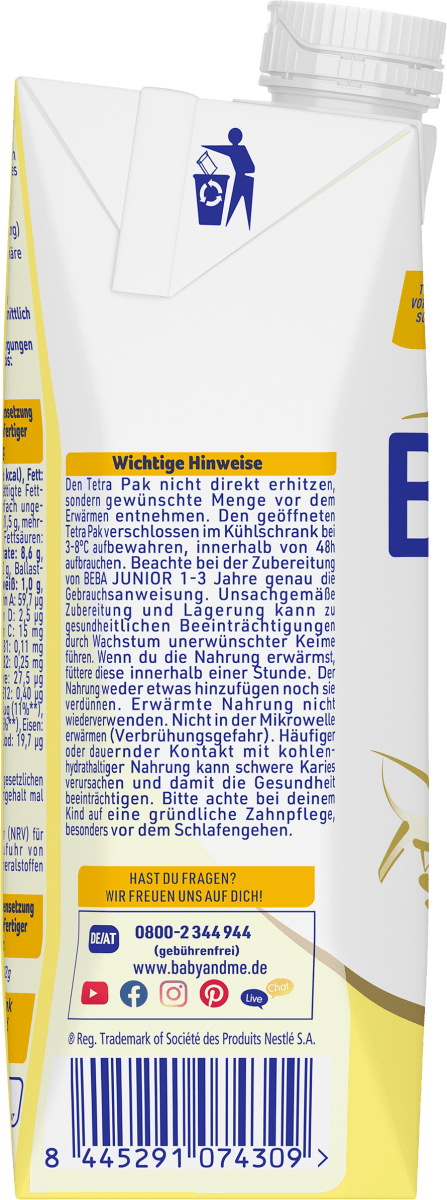 Milchgetränk, trinkfertig, Junior, ab 1 Jahr, 0,5 l