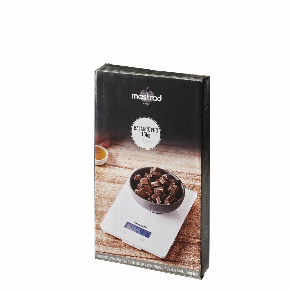 mastrad Küchenwaage Balance Pro USB, mit USB-Ladekabel