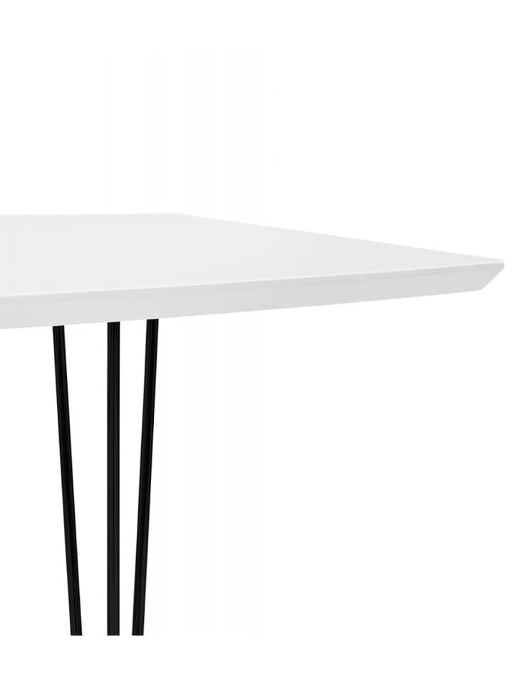 KADIMA DESIGN Ausziehbarer Esstisch aus Holz und Metall | Weiß Schwarz in Weiß-Schwarz günstig kaufen onesize