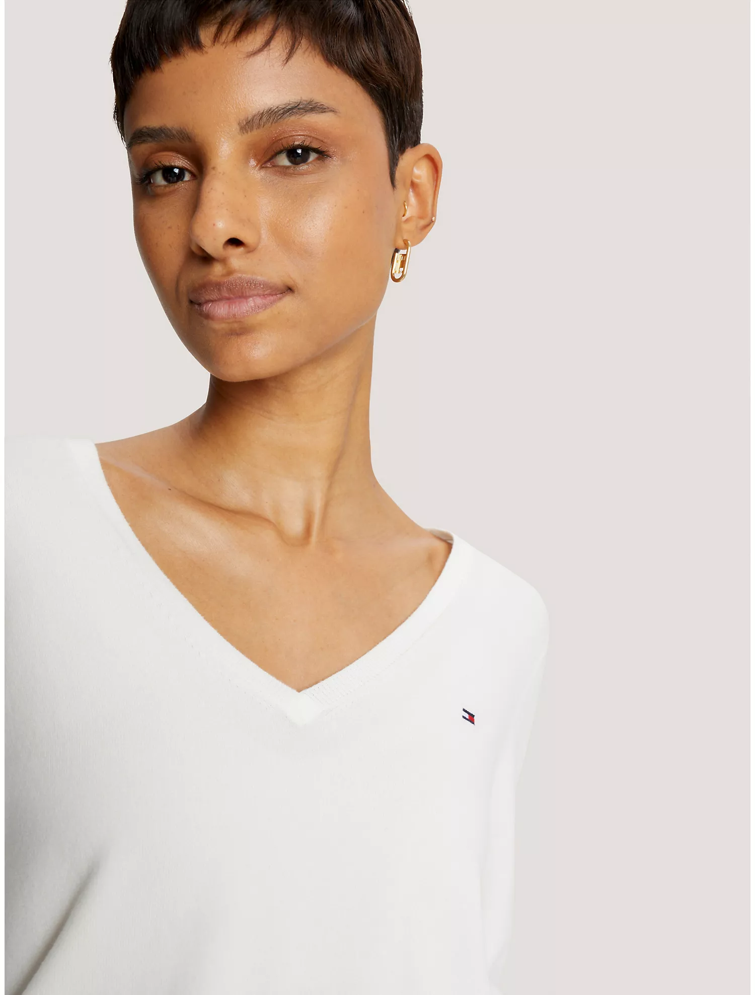 Solid V-Neck Sweater