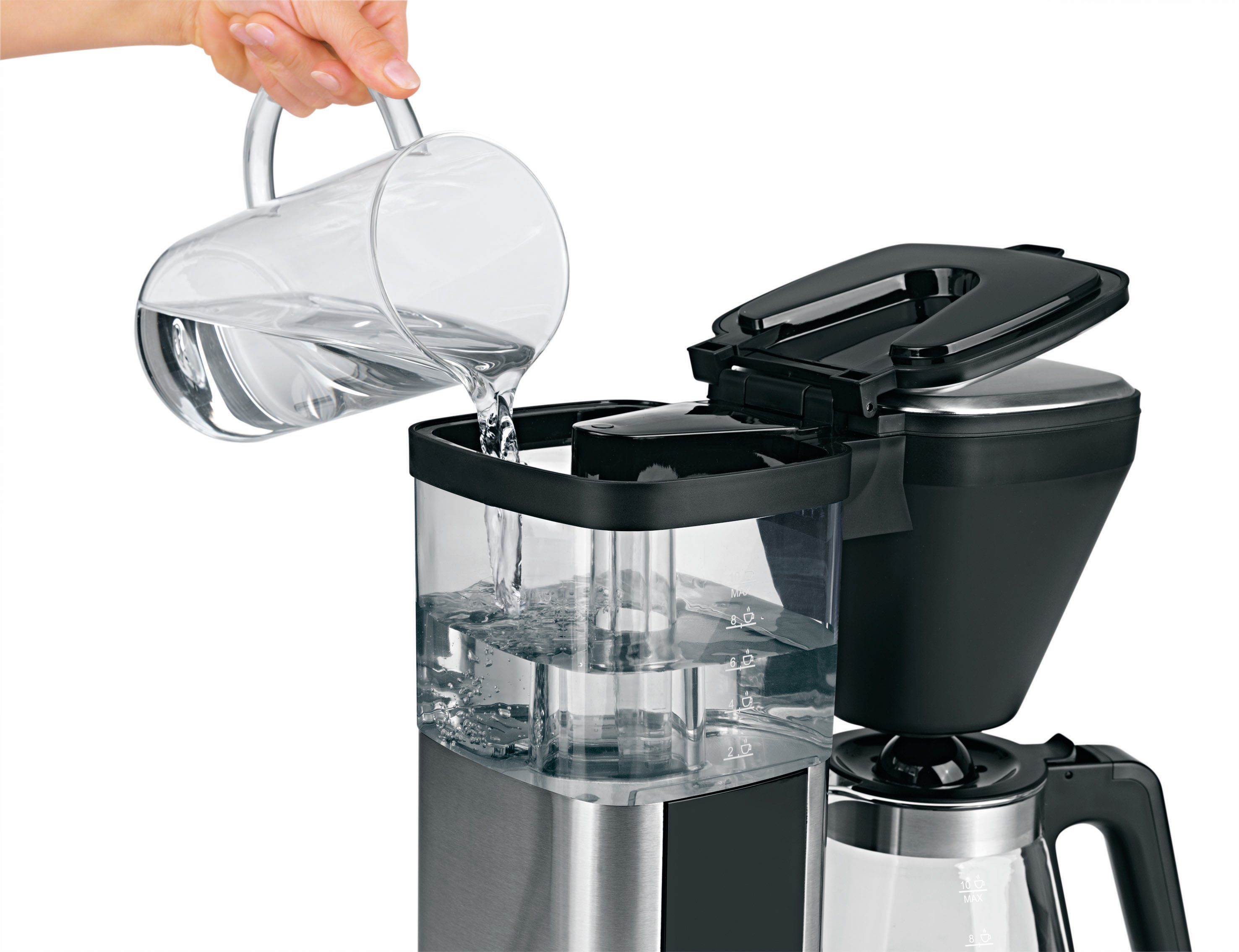 BEEM Filterkaffeemaschine Direct-Brew Glas, 1,25l Kaffeekanne, Papierfilter 1x4