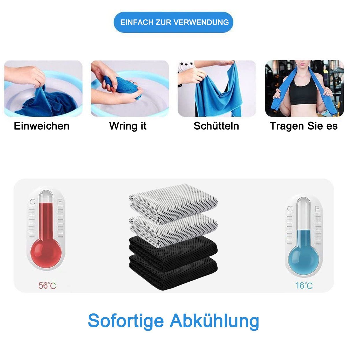 JedBesetzt Sporthandtuch Kühlendes Handtuch, Eishandtuch, Mikrofaser-Handtuch, kühles Handtuch