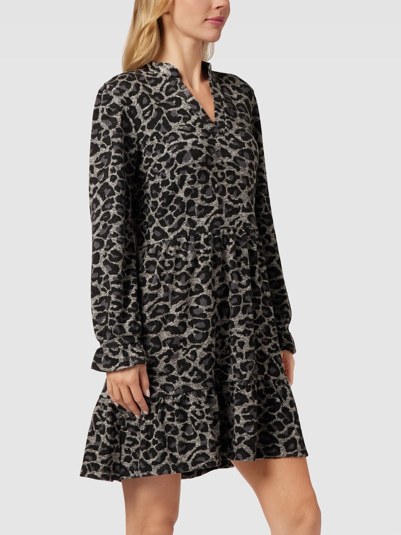 Sweatkleid mit Animal-Print in dunkelgrau