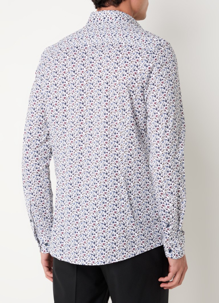 Tricou Olymp Level 5, croială mulată, nu necesită călcare, model floral.