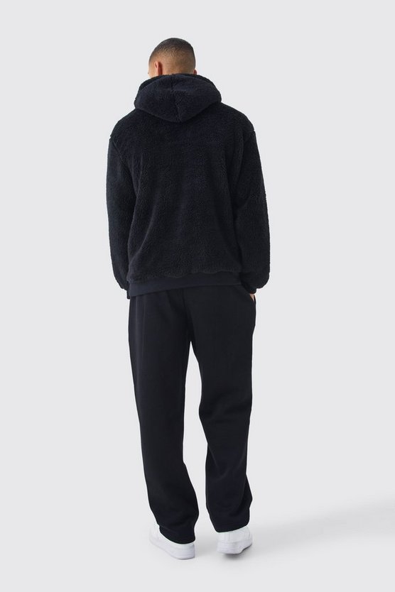 Oversize Borg-Hoodie mit Reißverschluss
