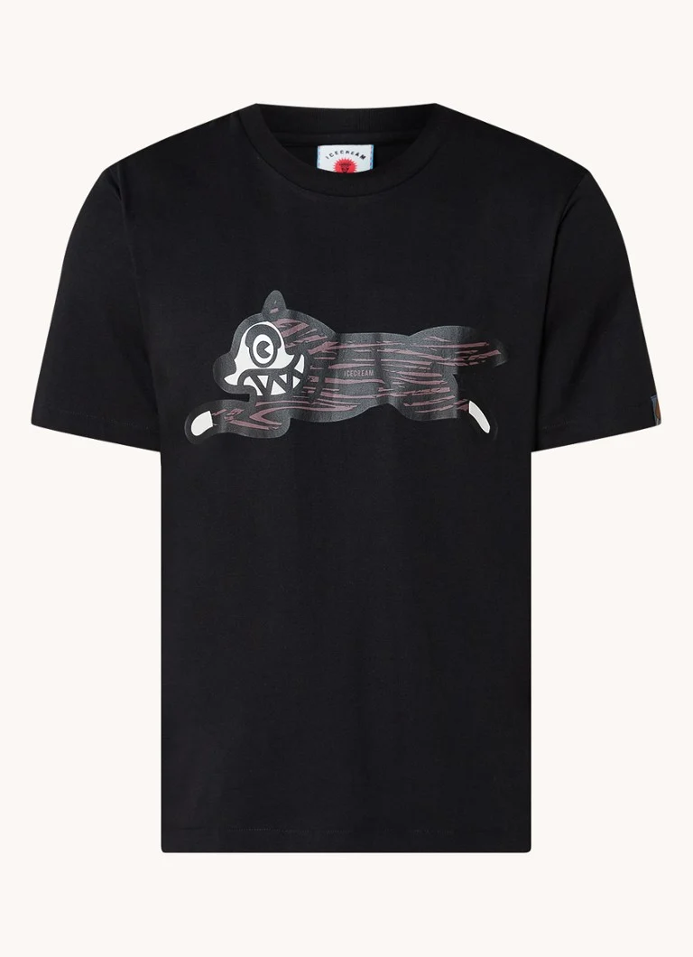 Tricou ICECREAM cu logo imprimat și motiv cu câini de vânătoare cu efect de lemn.