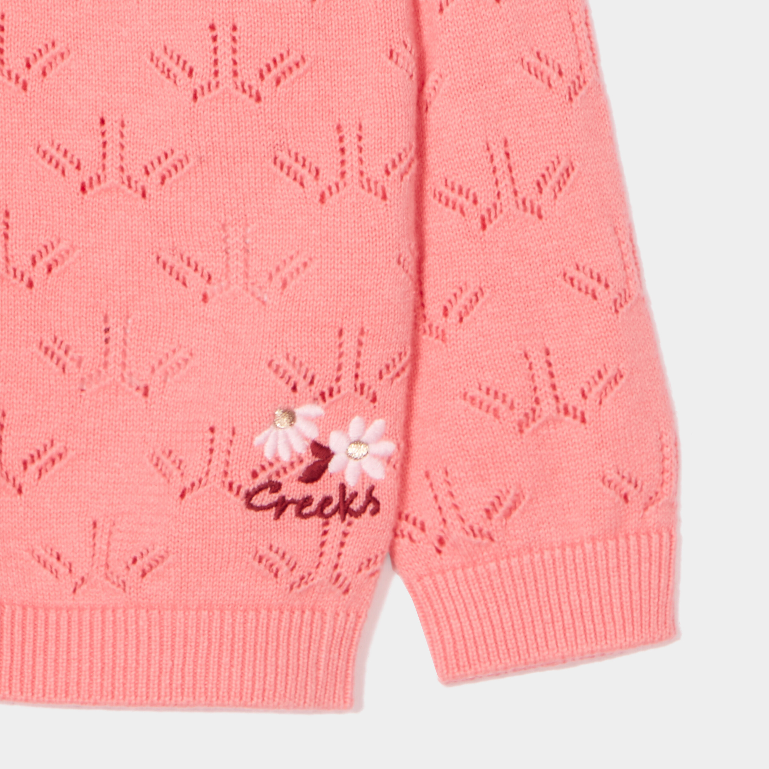 Gilet ajouré col à volants coton Creeks rose bébé fille | La Halle