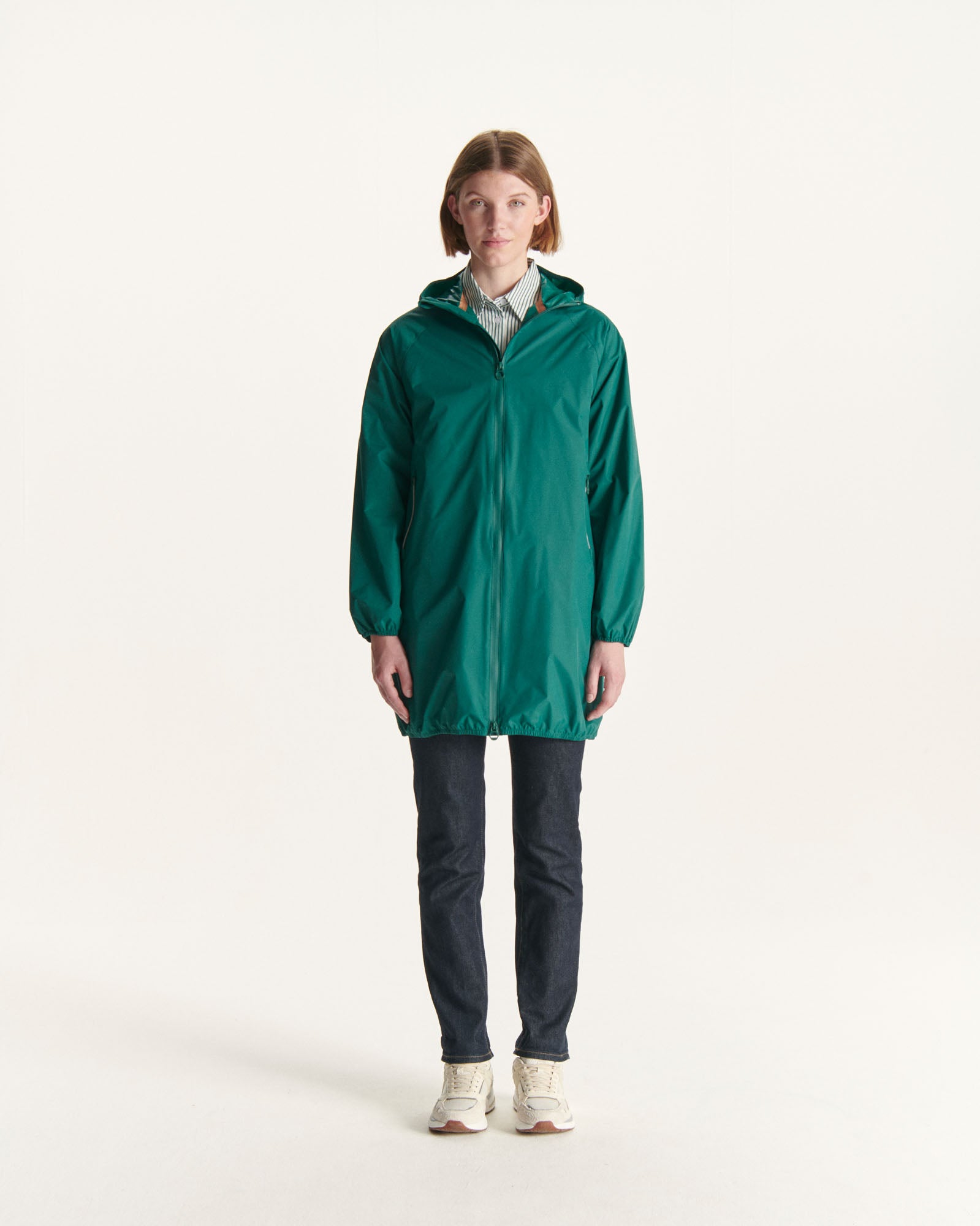 Imperméable long à capuche paquetable Vert foncé Copenhagen