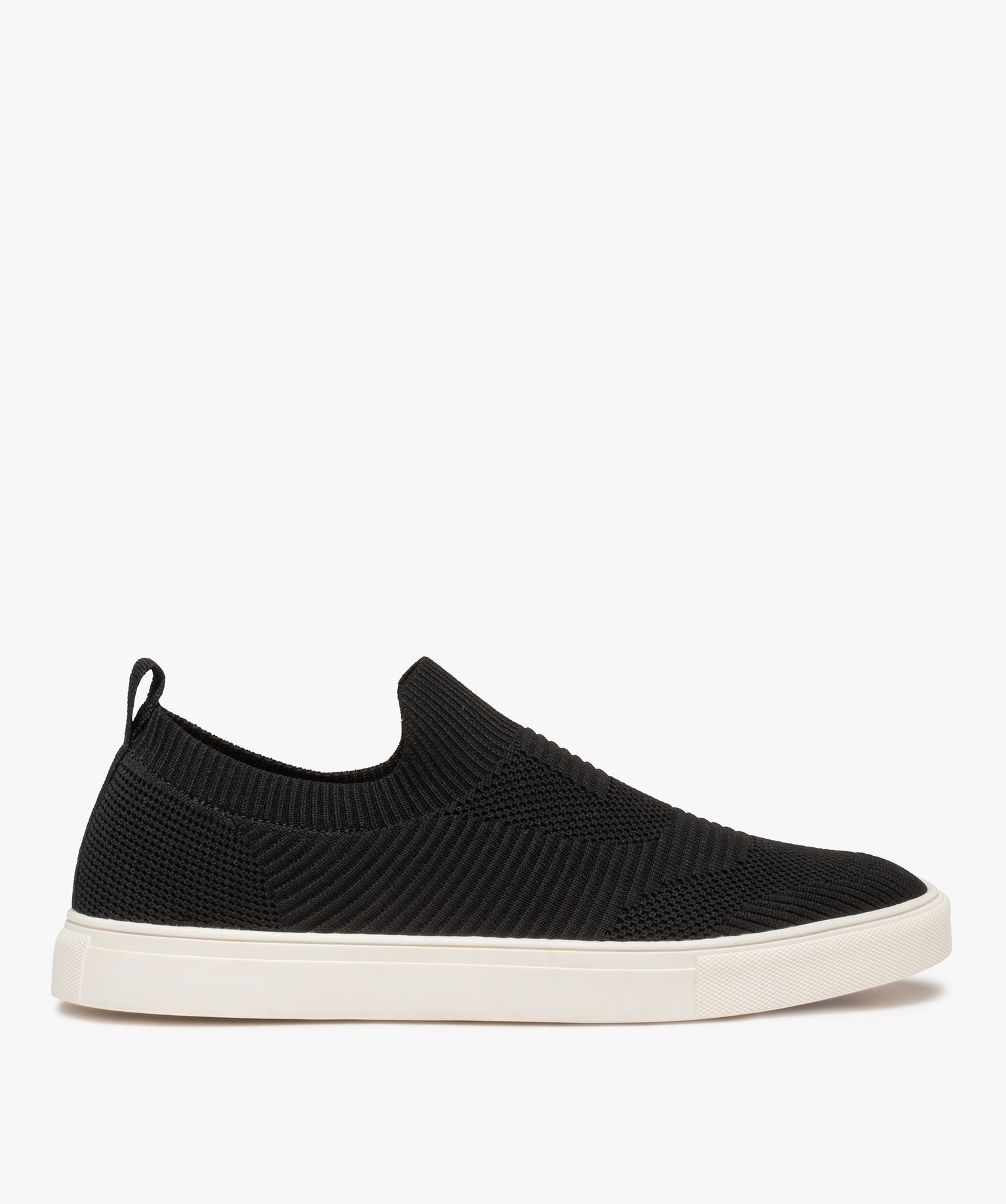 Baskets homme style chaussettes en maille unie noir | GEMO