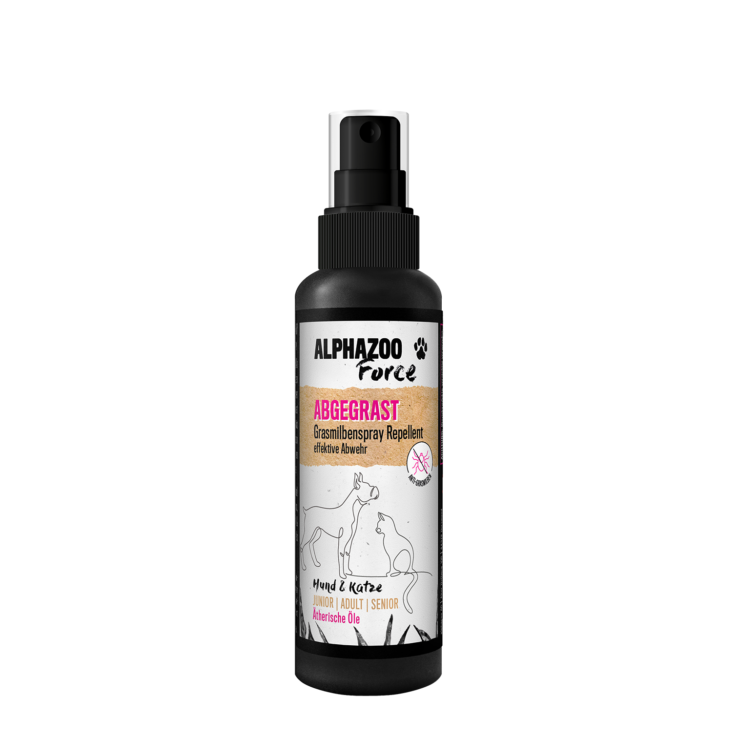 ALPHAZOO Floh- & Zeckenmittel ALPHAZOO Abgegrast Grasmilben Spray für Hunde & Katzen I Starkes Mittel gegen Milben 100 ml
