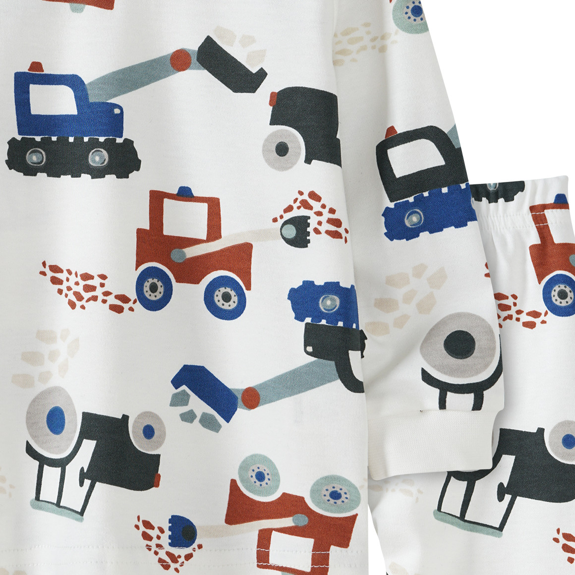 Baby Schlafanzug mit Bagger-Motiven allover