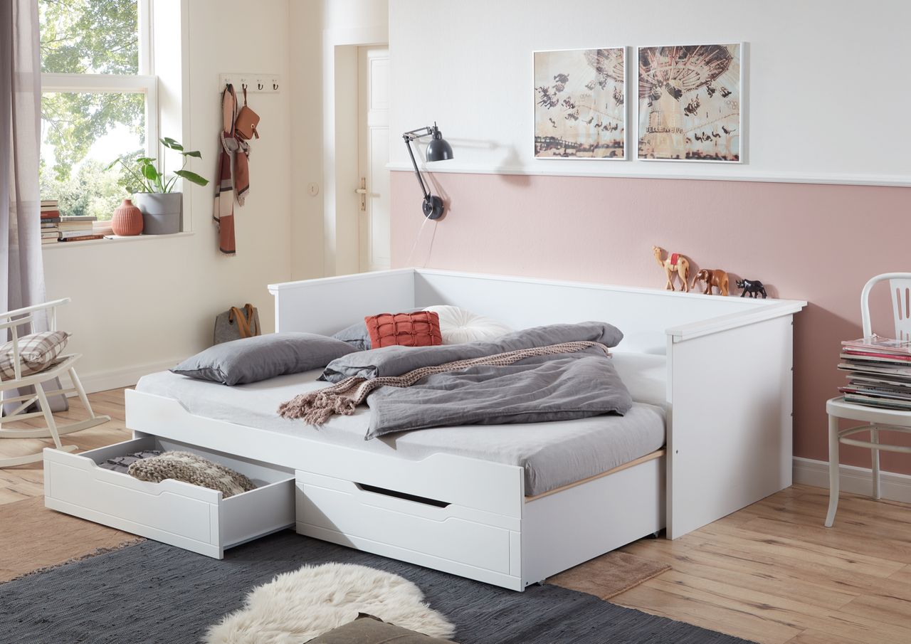 Relita Funktionsbett LINA 90x 200 auf 180 x 200 cm Liegefläche ausziehbar u. 2 Schubladen