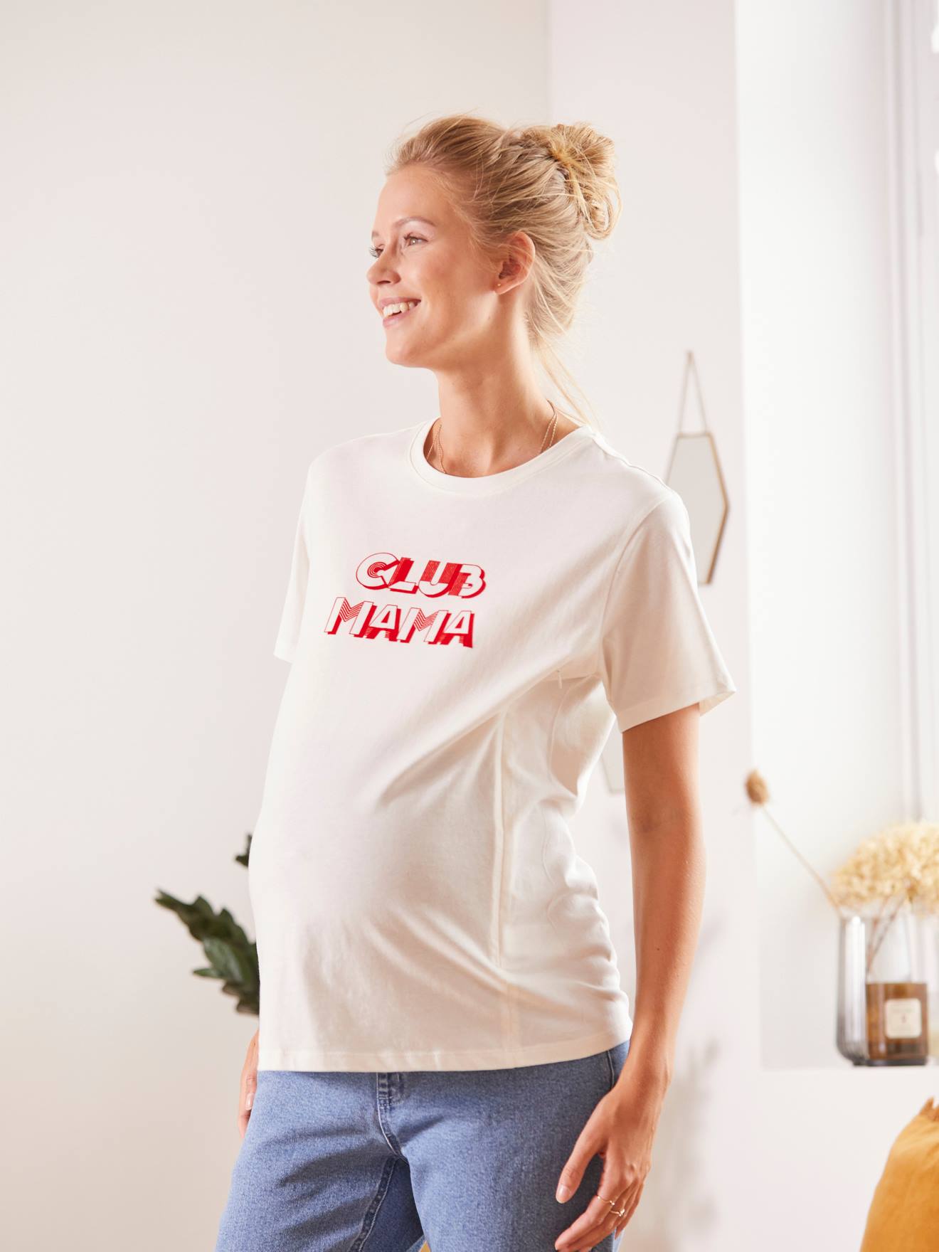Vertbaudet T-Shirt mit Messageprint für Schwangerschaft & Stillzeit - weiß