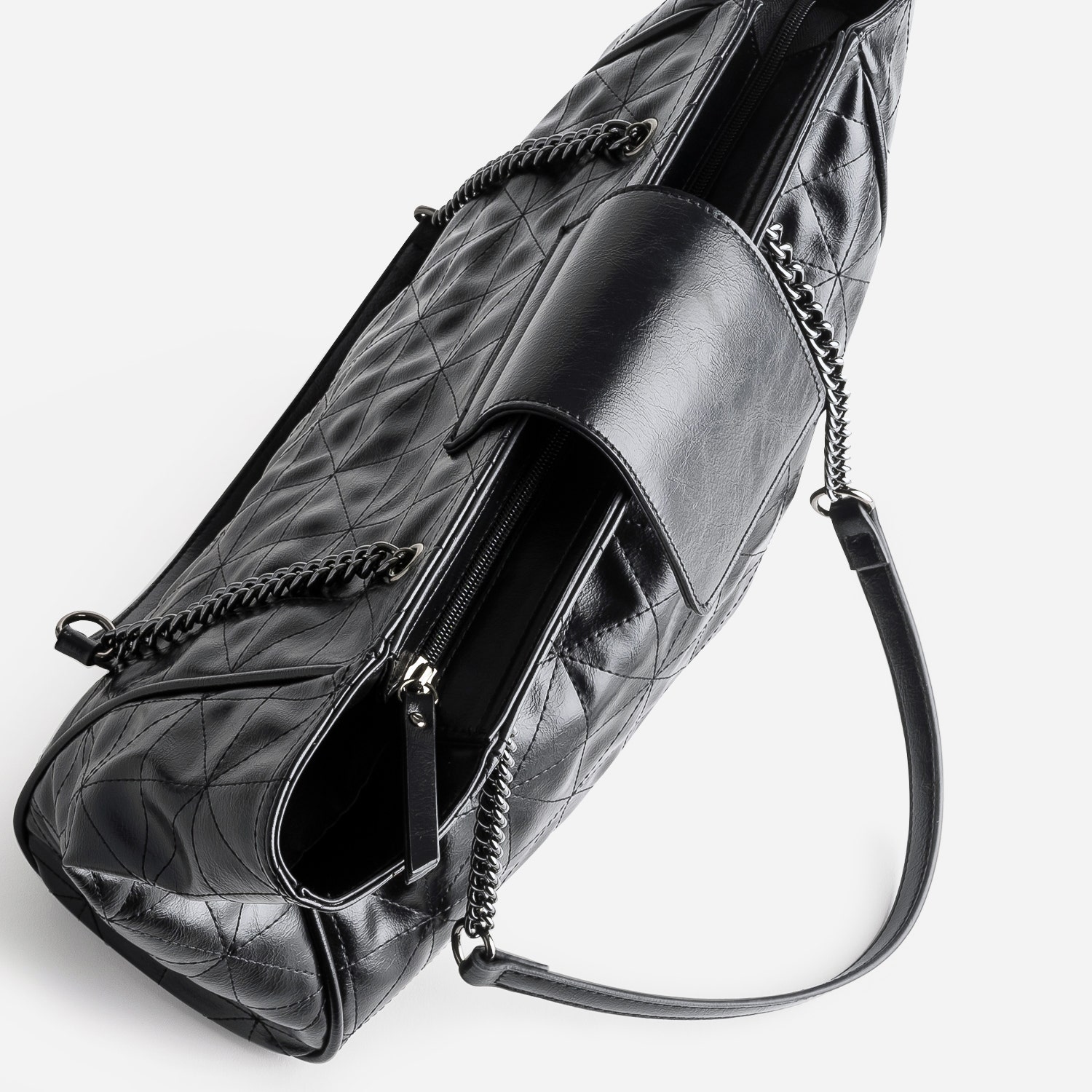 Sac cabas TEXTO noir effet matelassé