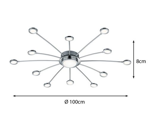 TRIO LED Deckenleuchte, Dimmfunktion, LED fest integriert, Einstellbar: Warmweiß - Neutralweiß - Tageslichtweiß, ausgefallene große flach-e Design-er Treppenhaus Beleuchtung Ø 100cm