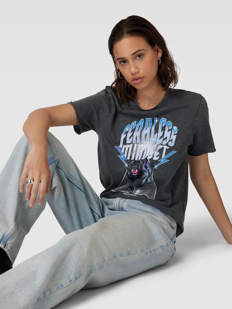 T-Shirt mit Motiv-Print Modell 'LUCY' in anthrazit
