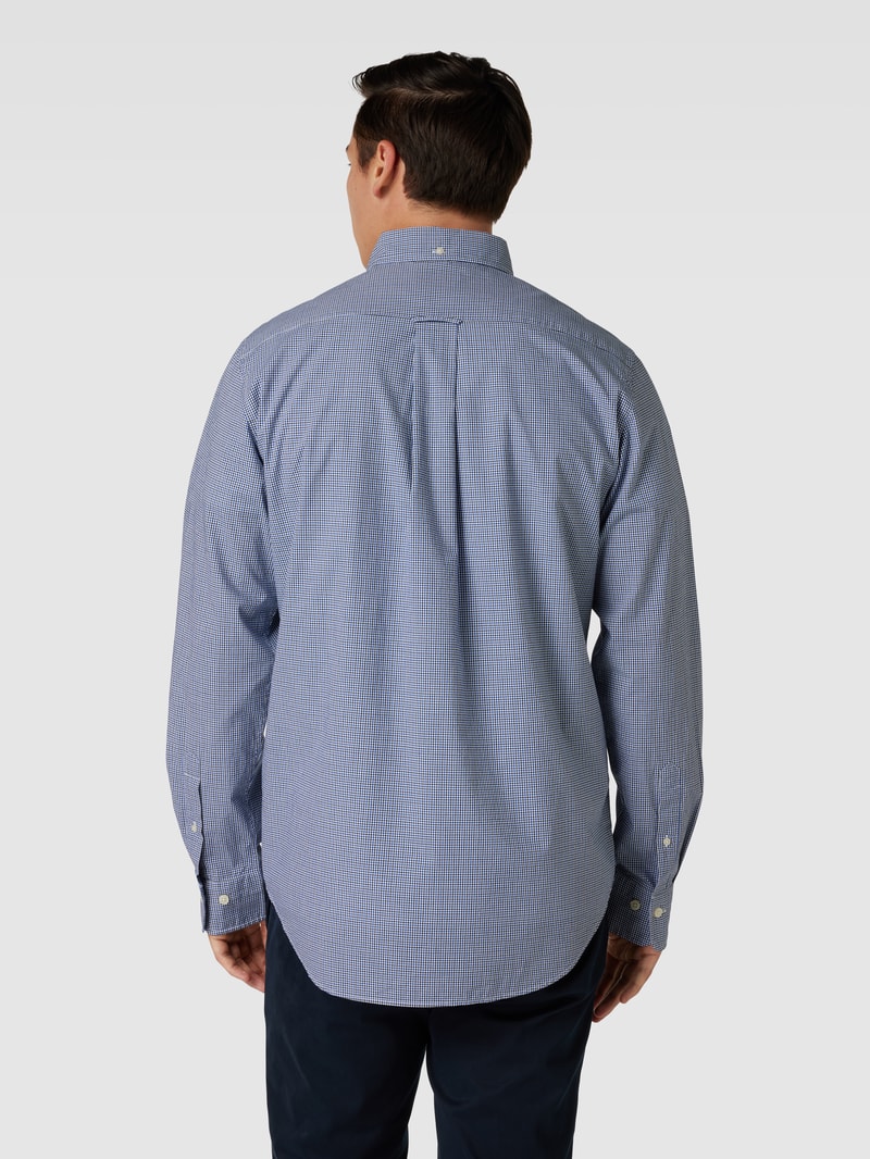 Regular Fit Freizeithemd mit Label-Stitching Modell 'POPLIN' in royalblau