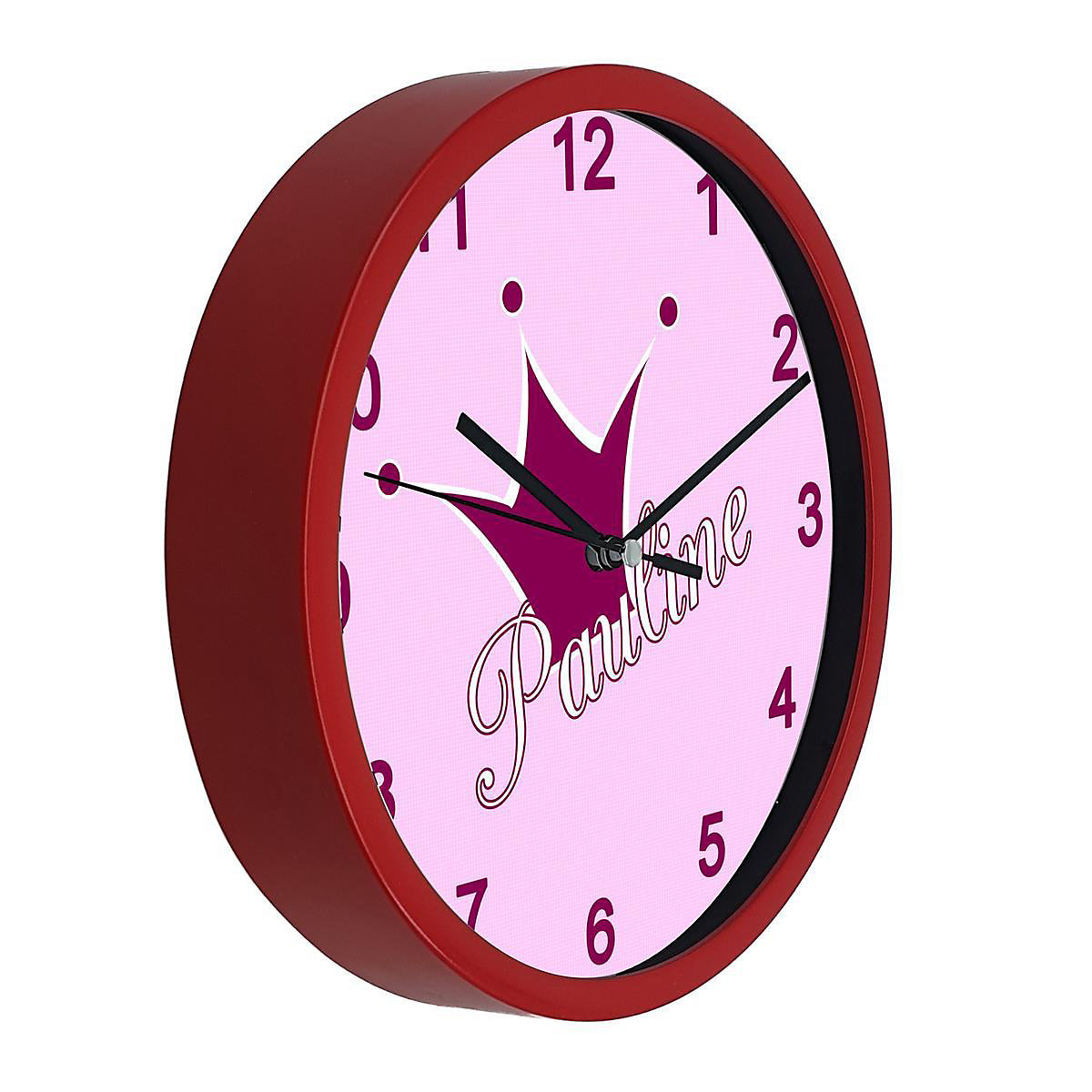 Kinder Wanduhr personalisiert mit Name Krone rosa