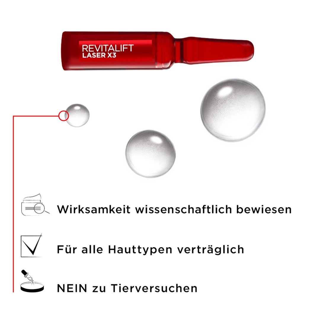 L'Oréal Paris Laser Anti-Aging Gesichtsbehandlung mit Glykolsäure-Ampullen, 7-Tage-Kur, 7 x 1 ml