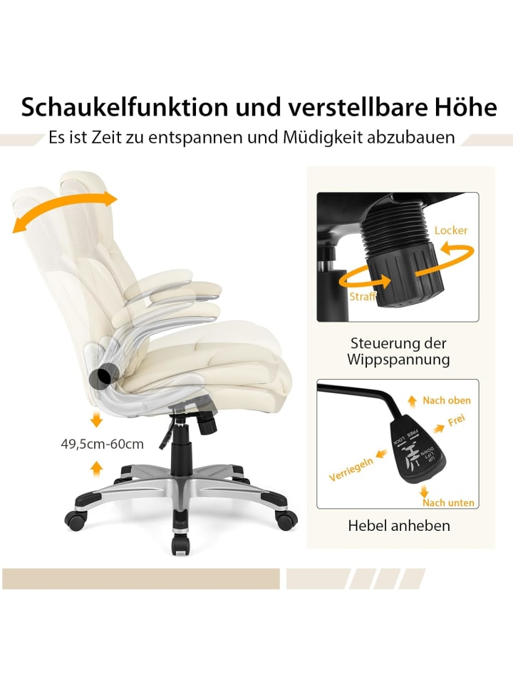 COSTWAY Bürostuhl bis 160 kg belastbar in Beige günstig kaufen onesize