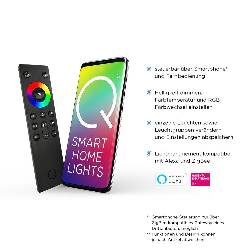 Paul Neuhaus Smarte LED-Leuchte LED Stehleuchte Q-Rosa Smart Home, Smart Home, CCT-Farbtemperaturregelung, Dimmfunktion, Memoryfunktion, mit Leuchtmittel, Lichtfarbsteuerung inkl. Fernbedienung dimmbar APP