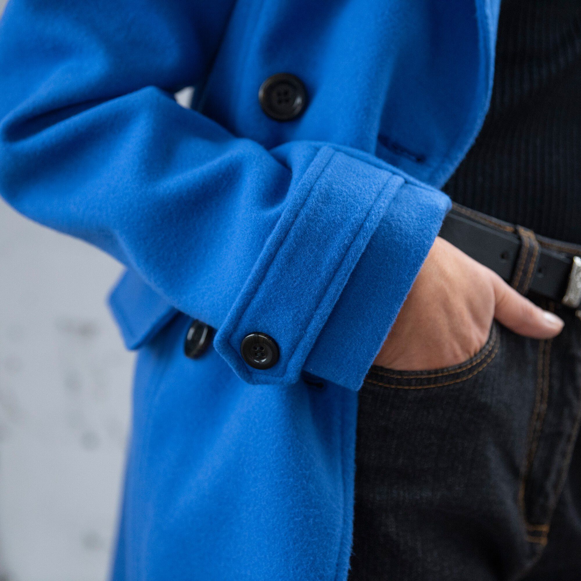 Manteau caban aspect drap de laine