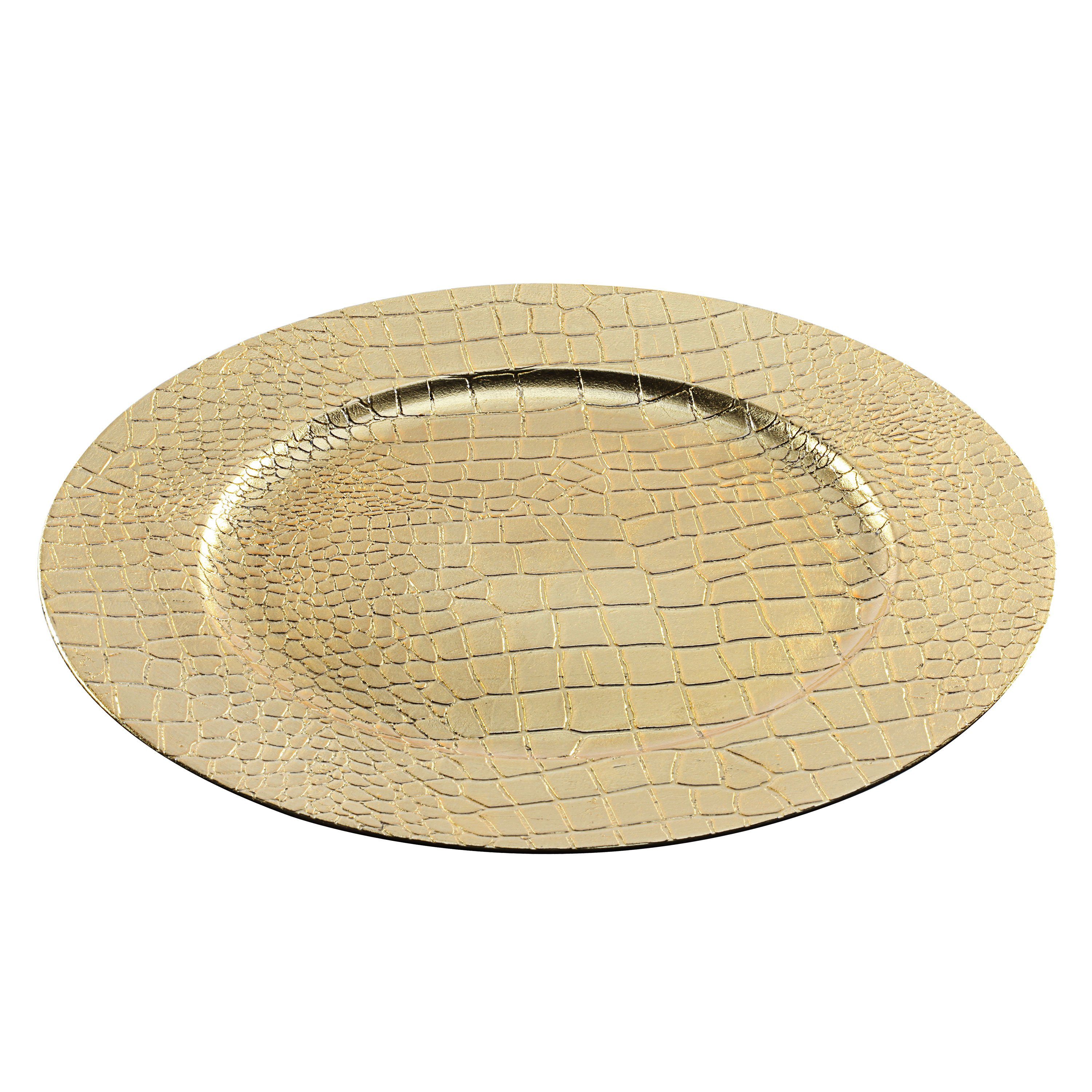CEPEWA Dekoteller Dekoteller Tablett 'Leather' PVC gold Ø 33cm Lederoptik Platzteller