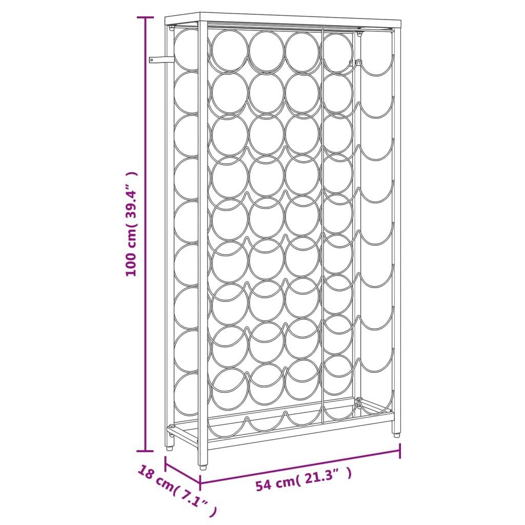 vidaXL Weinregal Weinregal für 45 Flaschen Schwarz 54x18x100 cm Schmiedeeisen