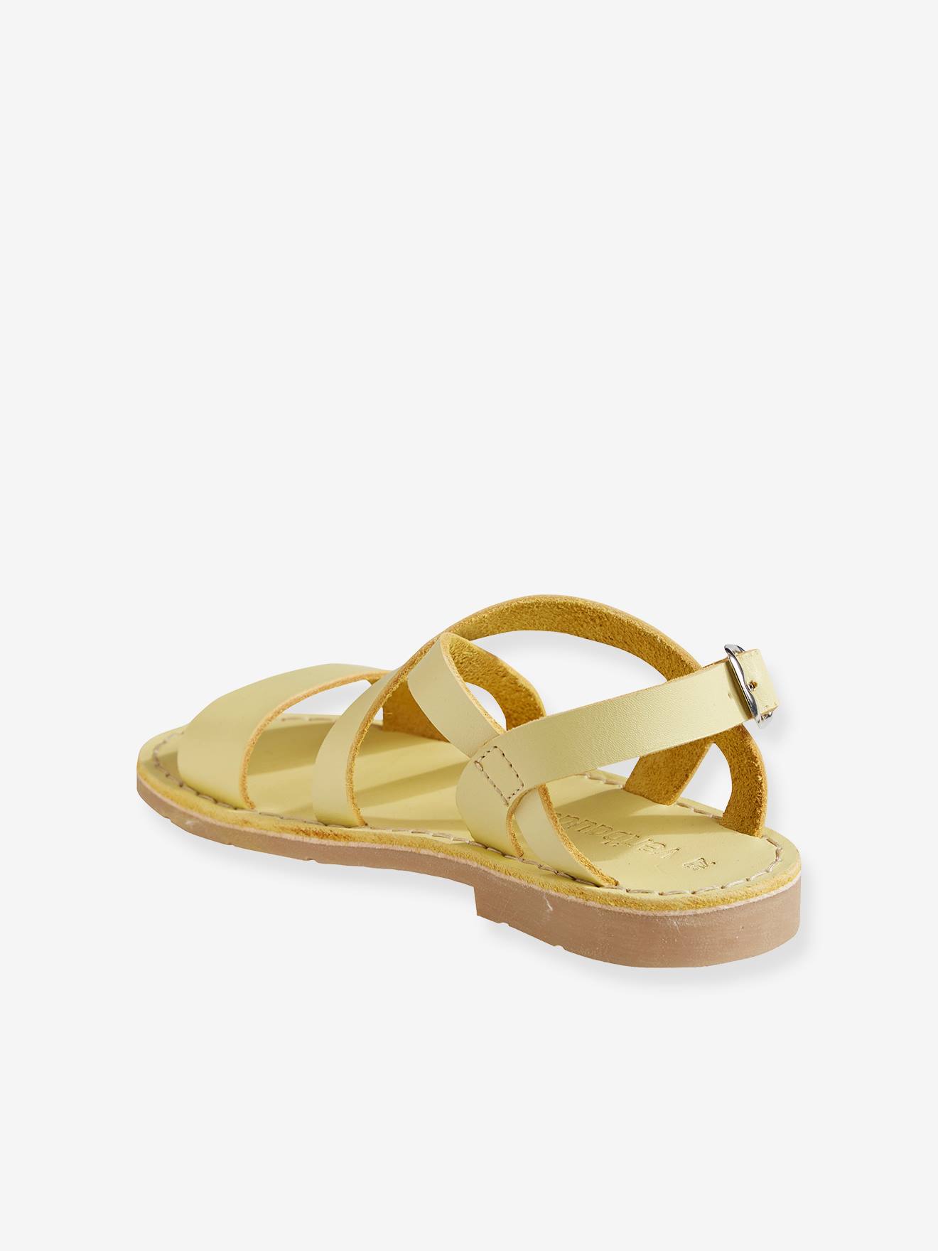 Sandales cuir tannage végétal fille jaune