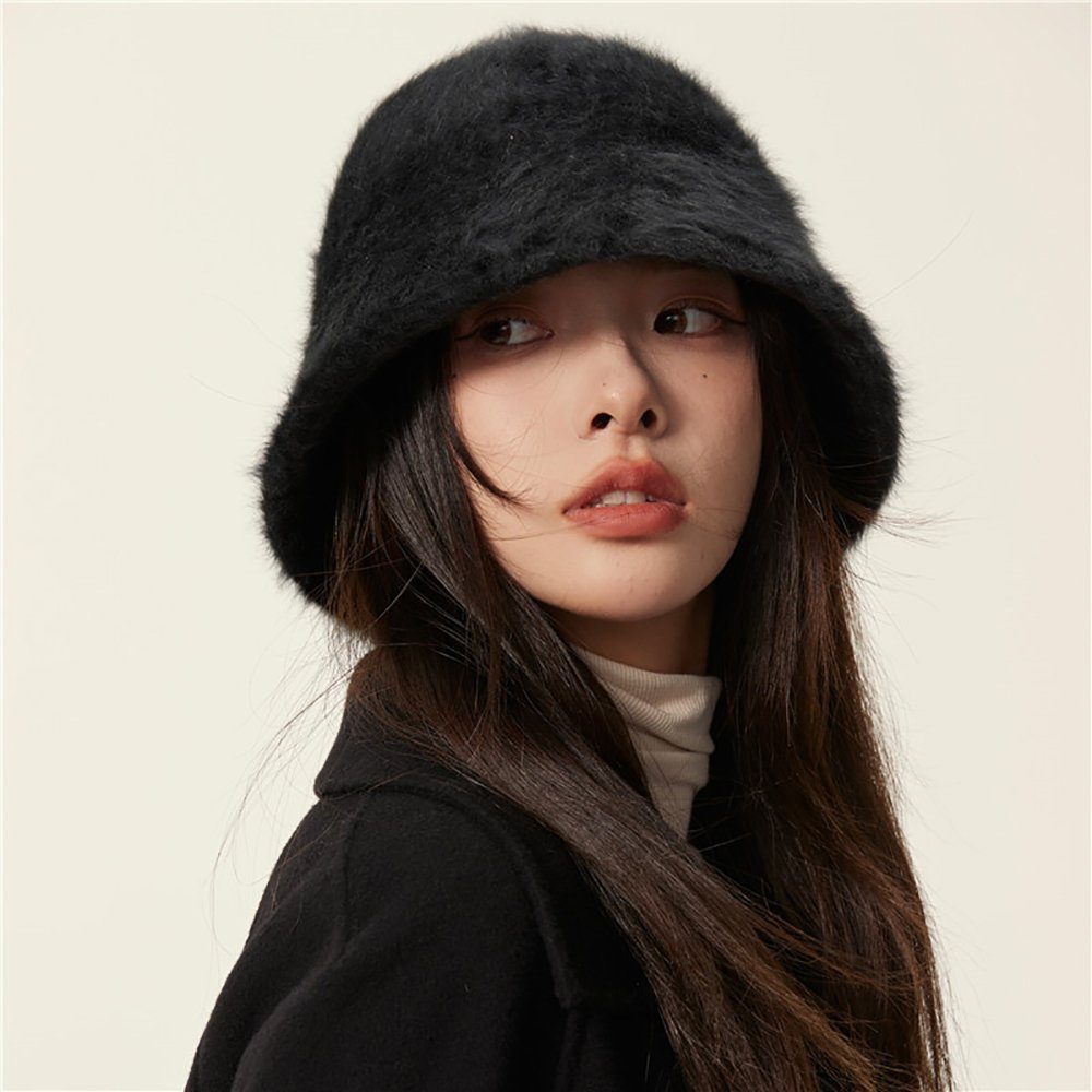 HutWorld Filzhut Damen Kaninchenfellimitat Mütze (Warme Wintermütze mit Weichem Innenfutter, Eimerhut Cap Damen Koreanisch Stil) winddicht und warm