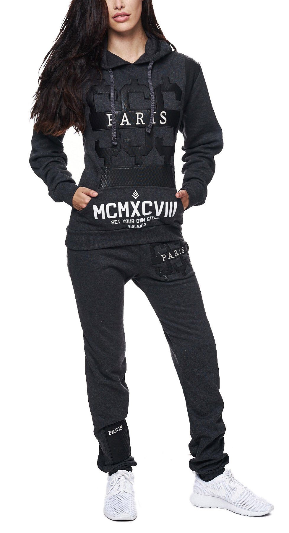 Code47 Jogginganzug Damen Paris $$ Jogginganzug 608 (Sportanzug Trainingsanzug Fitnessanzug, 2-tlg)