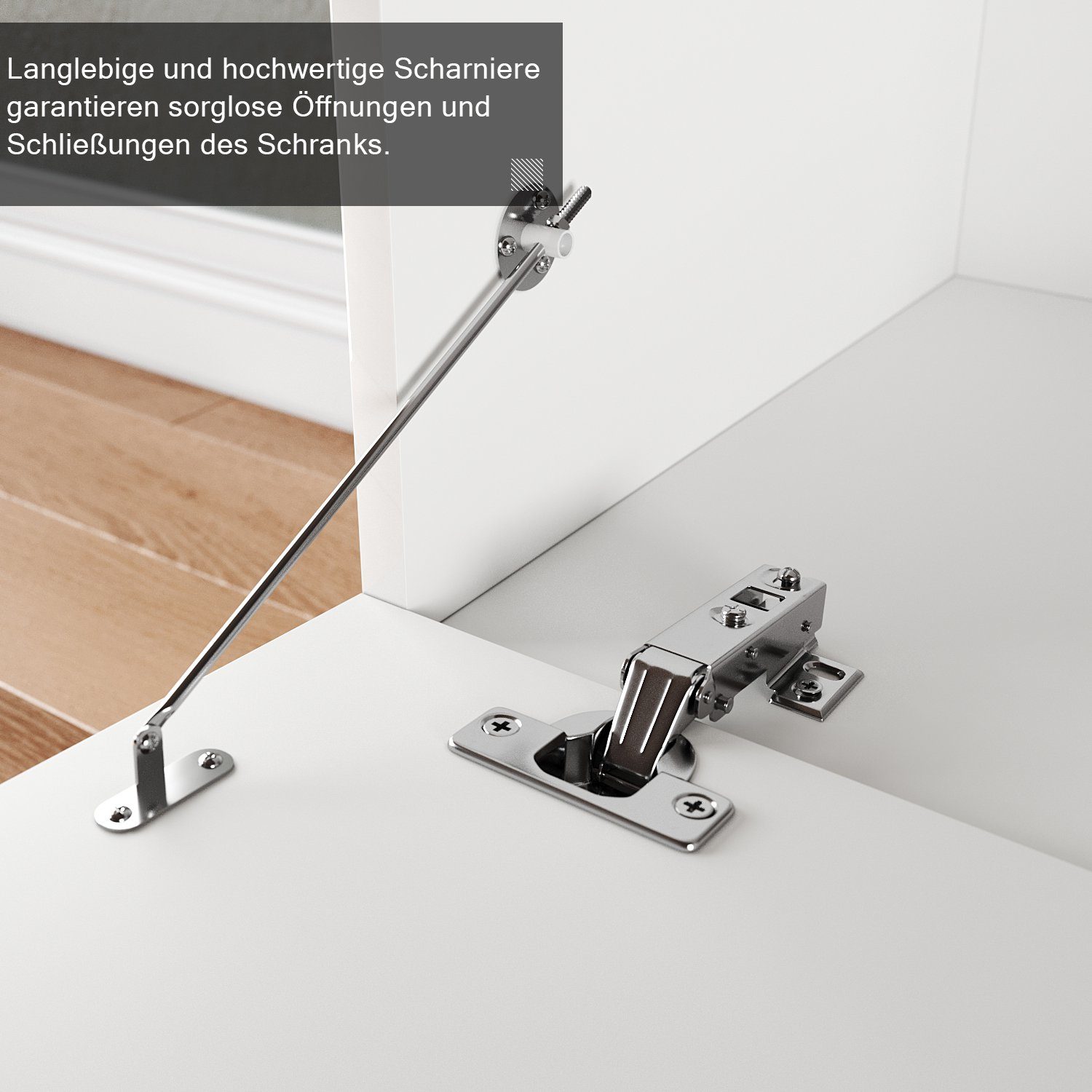 SONNI Lowboard Breite 140cm,TV Board,Hängend,Hochglanz,Weiß,140x40x30cm