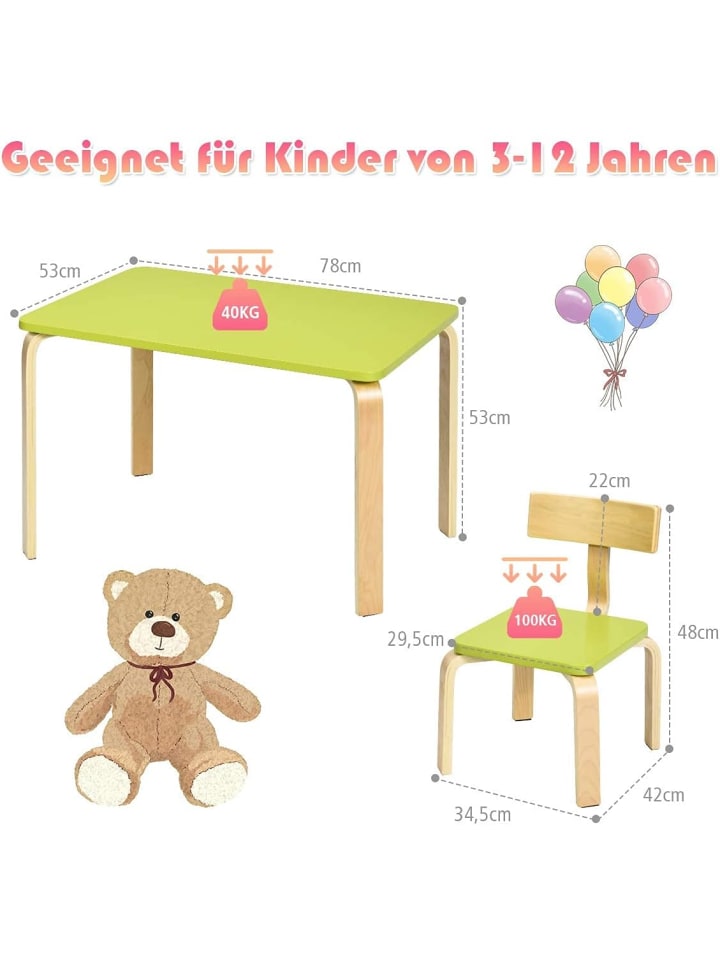 COSTWAY Sitzgruppe 3 tlg. 3-12 Jahren in Grün günstig kaufen onesize