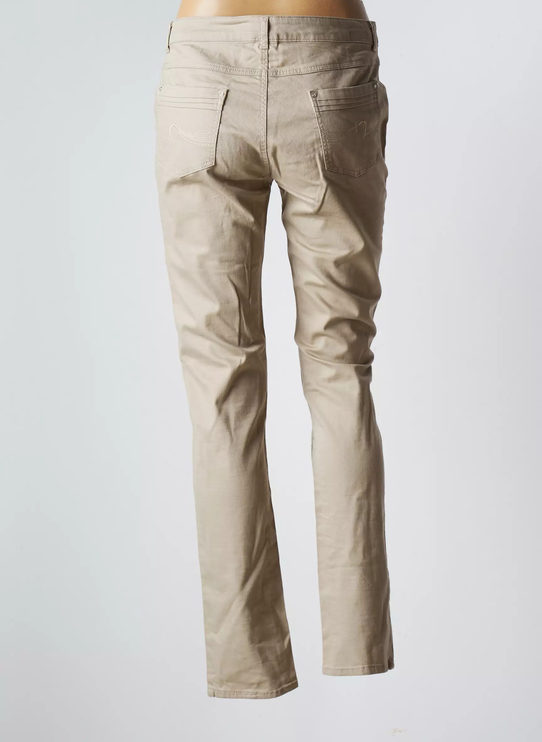 I Quing Pantalons Droits Femme couleur beige